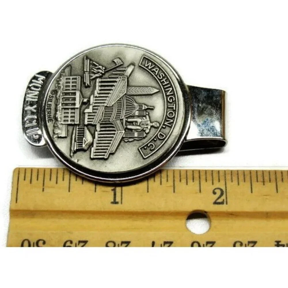 Washington DC Silberne Money Clip Vintage Pewter White House Capitol Cash Holder